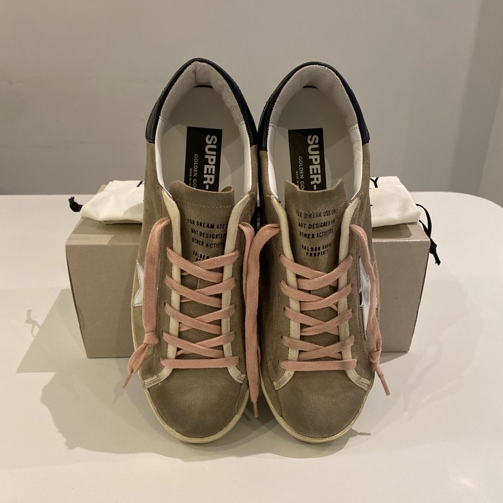 Golden Goose Superstar Sneaker Taupe Suede/Silver/Dark Blue sz 40 New in Box - Picture 8 of 15
